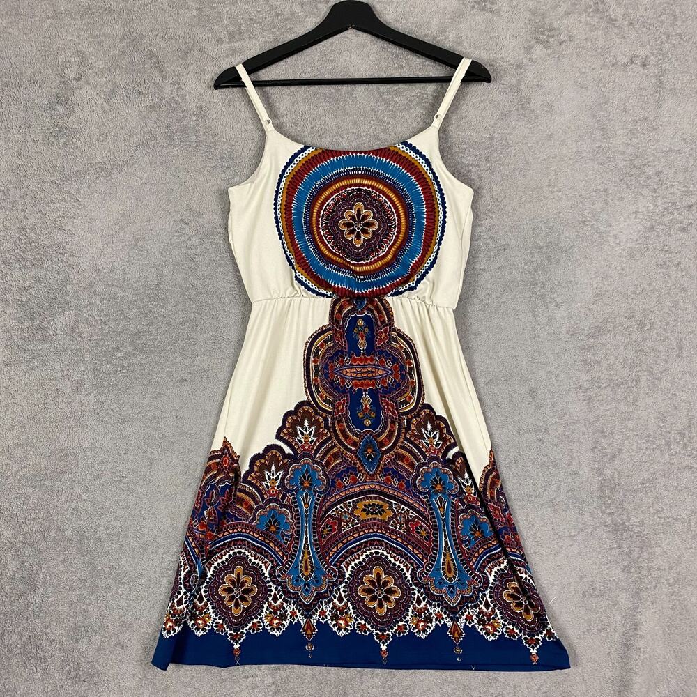 Bailey Blue Dress Women Small White Multi Floral Stretch Strapless A-Line Boho - Picture 4 of 11